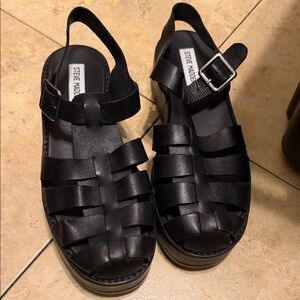 Steve Madden Black Strappy Platform Sandals